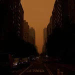 NYC orange sky polution
