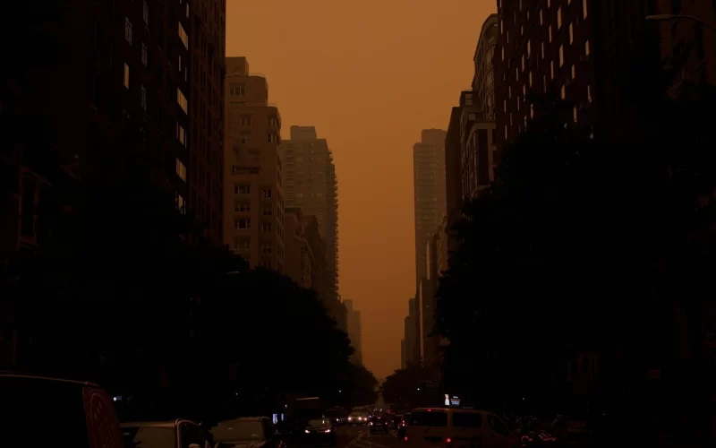 NYC orange sky polution