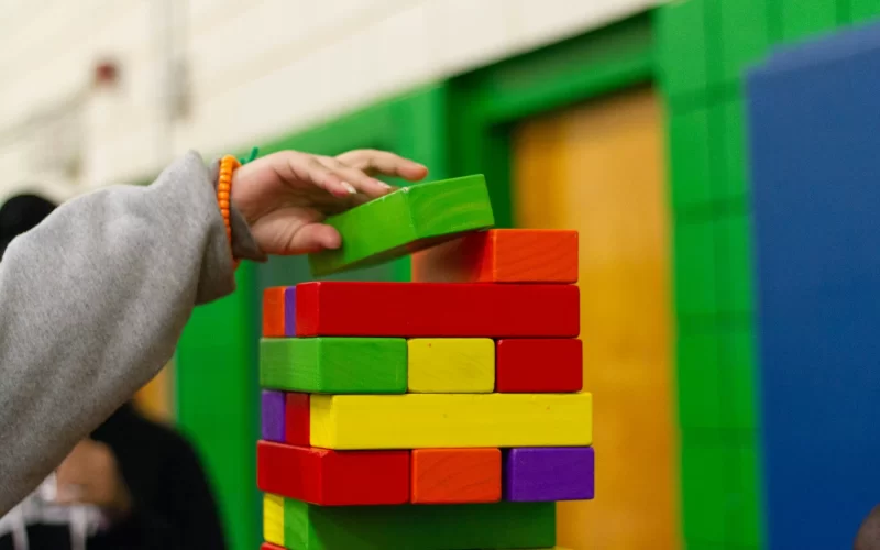Kid playing with blocks