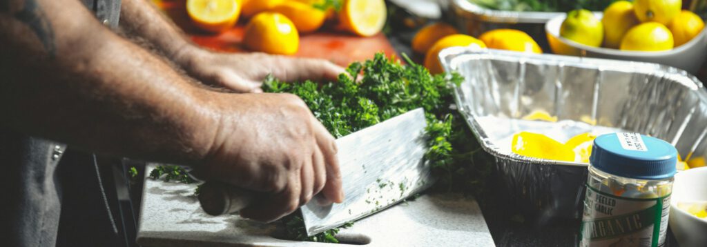 Hands chopping food